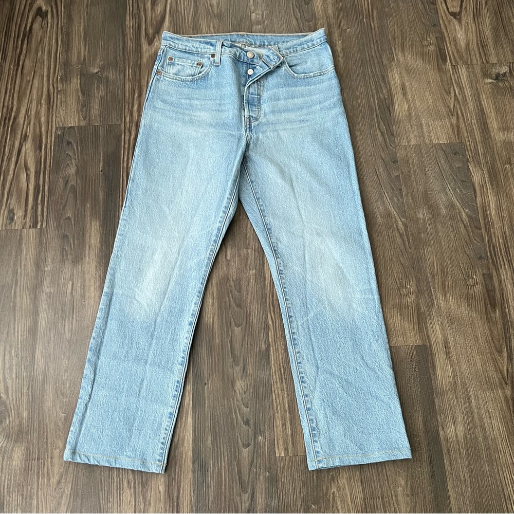 Levi's 501 Light Wash Straight Leg Red Tab Button Fly Jeans